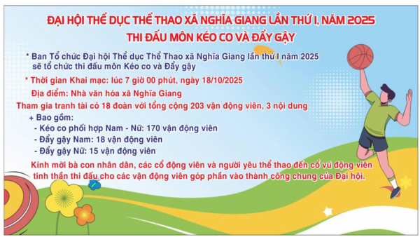 LỊCH THI ĐẤU MÔN KÉO CO VÀ ĐẨY GẬY TRONG CHƯƠNG TRÌNH ĐẠI HỘI THỂ DỤC THỂ THAO LẦN THỨ I NĂM 2025